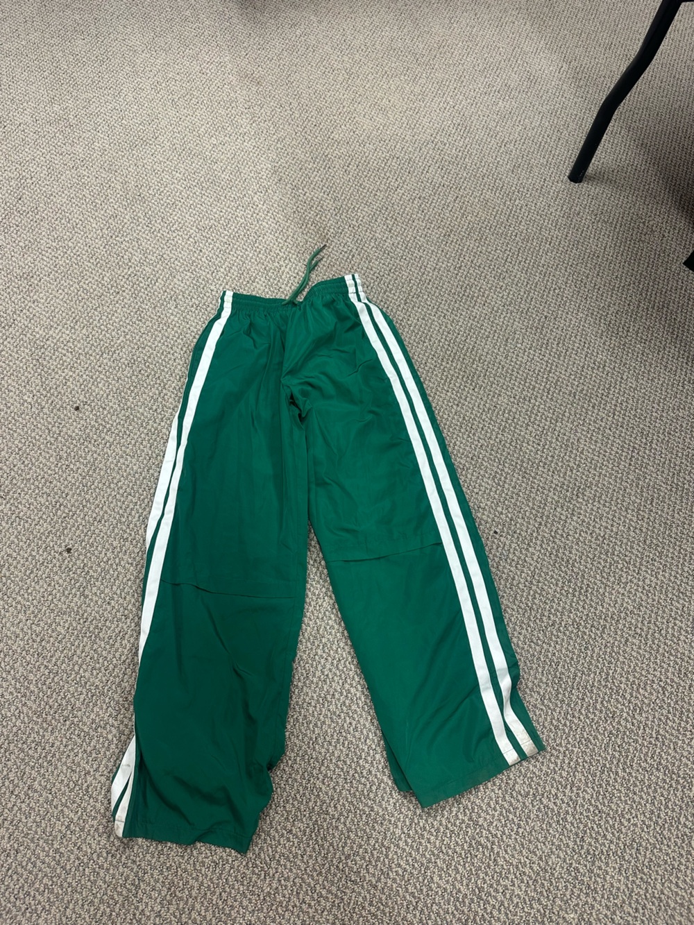 Edikted Green Track Pants with White Side Stripes